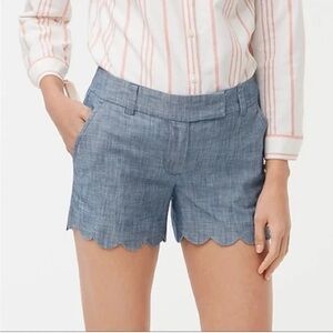 J. Crew Chambray Shorts with Scalloped Hem